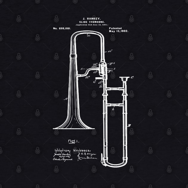 Vintage Trombone 1902 Patent Blueprint by MadebyDesign